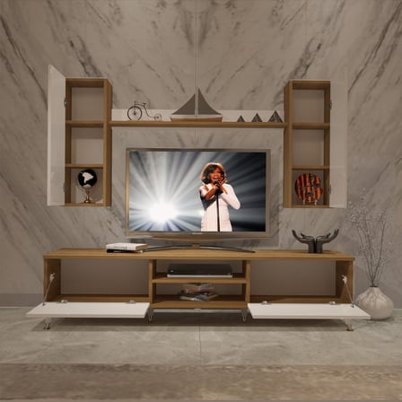 Decoraktiv Eko 7 Mdf Dvd Gold Tv Ünitesi Tv Sehpası - Pera Beyaz