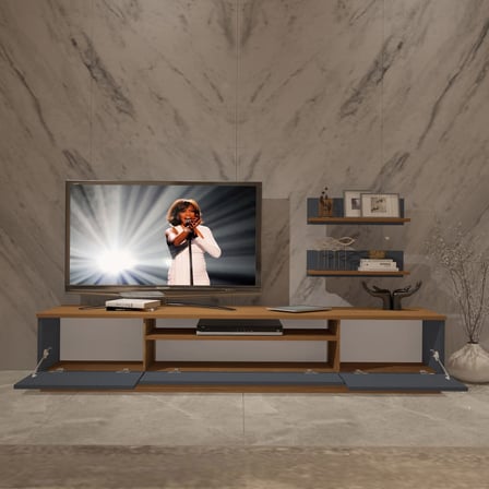 Decoraktiv Trio 4 Mdf Tv Ünitesi Tv Sehpası - Ceviz Antrasit
