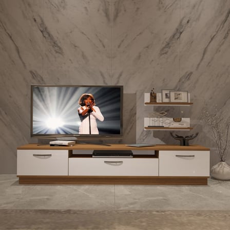 Decoraktiv Trio 4 Mdf Tv Ünitesi Tv Sehpası - Ceviz Beyaz
