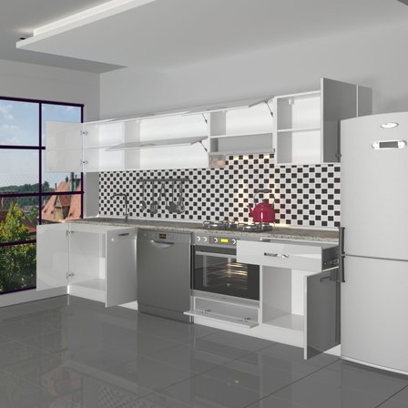 Decoraktiv Elite 280y Ankastre Fırın Modüllü Mdf Hazır Mutfak Dolabı - Tezgah Dahil - Parlak Beyaz