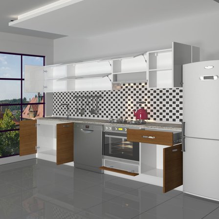Decoraktiv Elite 280y Ankastre Fırın Modüllü Mdf Hazır Mutfak Dolabı - Tezgah Dahil - Ceviz Beyaz