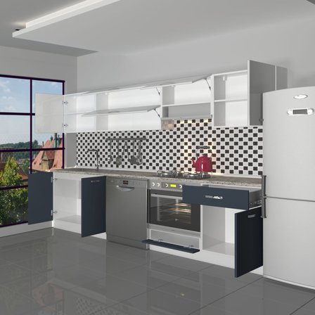 Decoraktiv Elite 280y Ankastre Fırın Modüllü Mdf Hazır Mutfak Dolabı - Tezgah Dahil - Antrasit Beyaz
