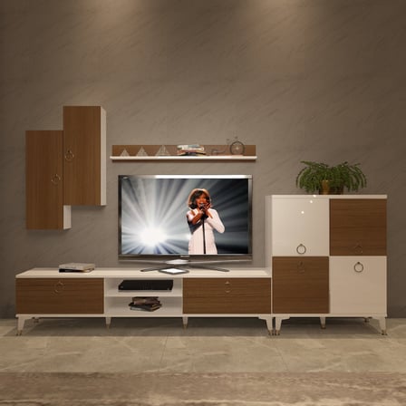 Decoraktiv Eko 6 Mdf Dvd Gold Tv Ünitesi Tv Sehpası - Beyaz Ceviz
