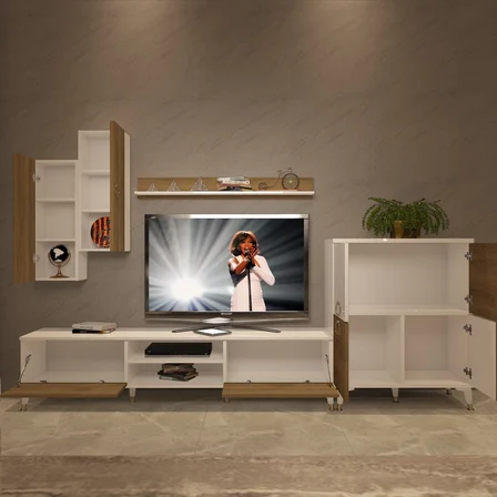 Decoraktiv Eko 6 Mdf Dvd Gold Tv Ünitesi Tv Sehpası - Beyaz Pera