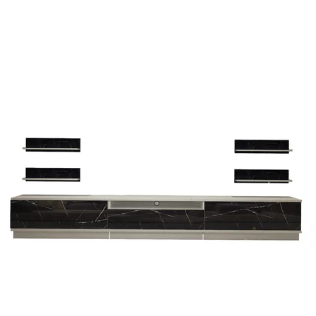 Decoraktiv Trendstyle 270r Mdf Tv Ünitesi Tv Sehpası - Beyaz Siyah Mermer
