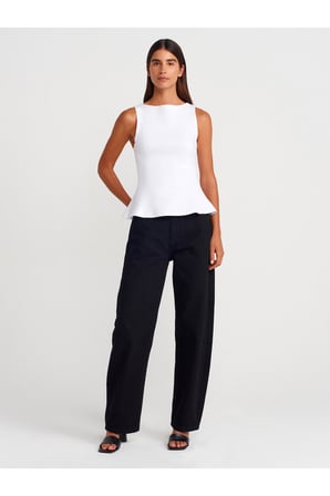 21001 Kayık Yaka Peplum Top