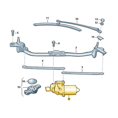 Skoda Fabia 2019-2021 5JB955113A Ön Cam Silecek Motoru