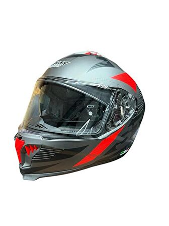 SWAY SW 865 GRİ KIRMIZI KAPALI KASK L