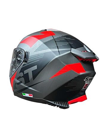 SWAY SW 865 GRİ KIRMIZI KAPALI KASK L