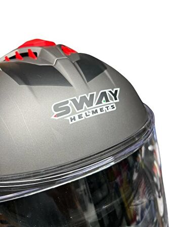 SWAY SW 865 GRİ KIRMIZI KAPALI KASK L