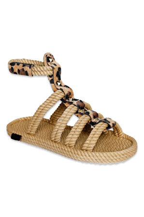 Nomadic Republic Serengeti Kadın Bej Leopar Sandalet SRGLEO-12