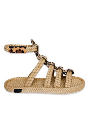 Nomadic Republic Serengeti Kadın Bej Leopar Sandalet SRGLEO-12