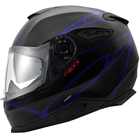 NEXX Y.100 B-SIDE MAT SİYAH-NAVY MAVİ KASK XL