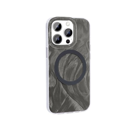 Gpack Apple iPhone 14 Pro Max Kılıf Kenarları Tırtıklı Fırça Boya Desenli Magsafeli Palet Kapak