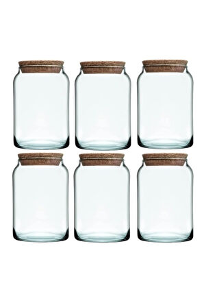 43583 Mantar Kapaklı Cam Kavanoz 860 cc Yeşil Renkli 6 adet