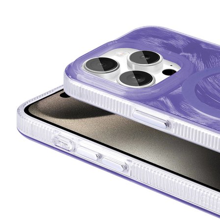 Gpack Apple iPhone 15 Pro Kılıf Kenarları Tırtıklı Fırça Boya Desenli Magsafeli Palet Kapak