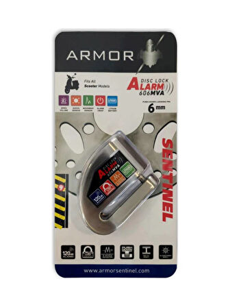 ARMOR 606 MVA ALARMLI DİSK KİLİDİ 6 MM KROM