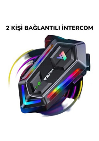 MOTOYEL Y20 MAX BLUETOOTH 5.3 KASK INTERKOM 2 KİŞİ 300 METRE EŞLEŞME IŞIKLI