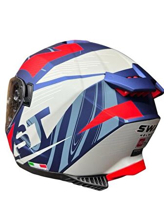 SWAY SW 865 MAVİ KIRMIZI KAPALI KASK M