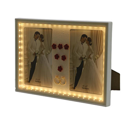 T.Concept Led Işıklı 2’li Fotoğraf Çerçevesi Beyaz 13x18 cm