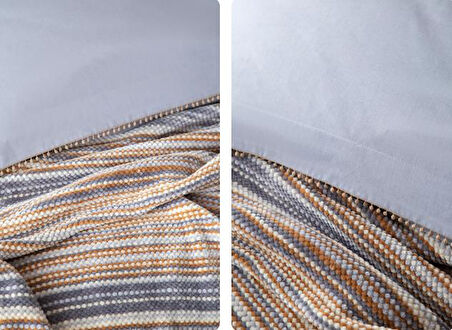 AP Çift Kişilik Lizbon Gri Yatak Örtülü Nevresimli Set