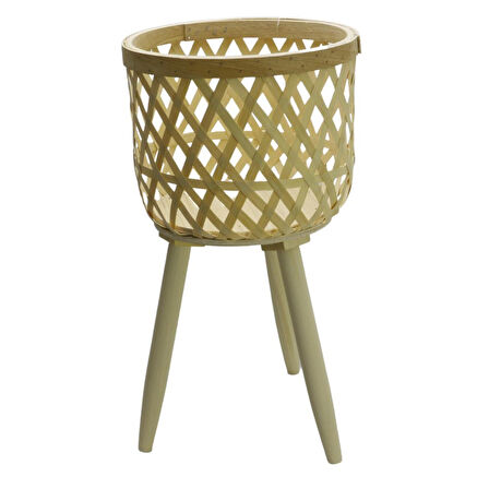 T.Concept Dekoratif Ayaklı Rattan Saksı Orta Boy (M)