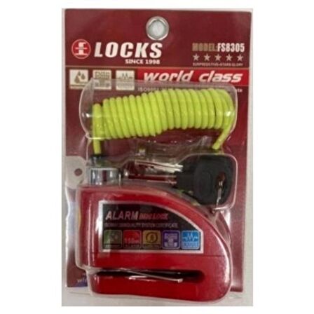 LOCKS ALARMLI DİSK KİLİT HATIRLATMA KABLOLU KIRMIZI