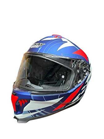 SWAY SW 865 MAVİ KIRMIZI KAPALI KASK XL