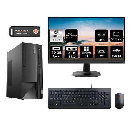 LENOVO Neo 50T M08TRD289 i7 13700 40GB RAM 2TB SSD RX550 4GB 21.5" W11P MASAÜSTÜ PC
