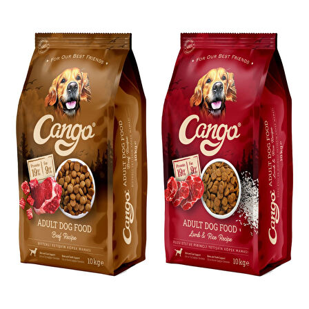 Cango Yetişkin Köpek Maması 10 kg Kuzu Etli Pirinçli ve Biftekli 2 li Karma Paket