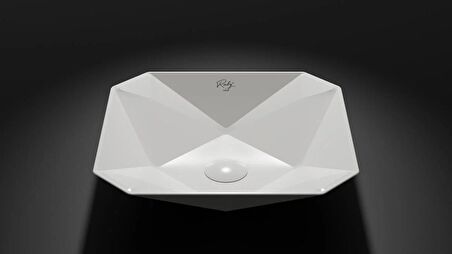 Creavit RB040 Ruby Tezgah Üzeri Lavabo 40x40 cm  İnci Mat Beyaz 