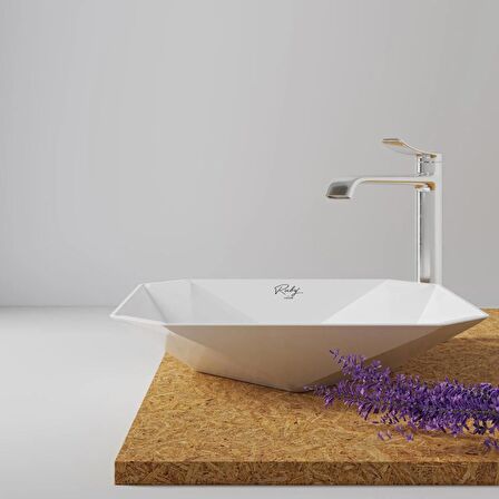 Creavit RB040 Ruby Tezgah Üzeri Lavabo 40x40 cm  İnci Mat Beyaz 