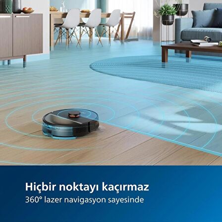 Philips HomeRun 7000 Serisi Aqua XU7000/01 Siyah Gold Akıllı Robot Süpürge