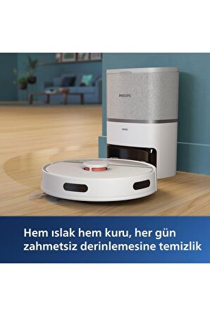 Philips HomeRun 3000 Serisi Aqua XU3110/02 Çöp İstasyonlu Beyaz Akıllı Robot Süpürge 