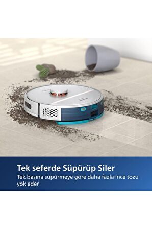 Philips HomeRun 3000 Serisi Aqua XU3110/02 Çöp İstasyonlu Beyaz Akıllı Robot Süpürge 