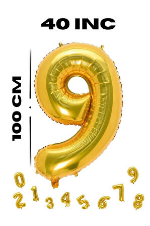 Folyo Balon Gold Rakam 40 inç 100 cm Helyum Gaz Uyumlu