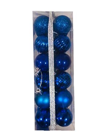 YILBAŞI TOP AĞAÇ SÜSÜ PARLAMENT MAVİ 24'LÜ SET PLASTİK 4CM