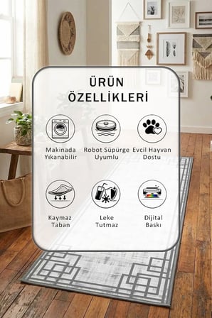 Fast Çizgisi Antrast Yıkanabilir Kaymaz Taban Dijital Baskılı Yolluk Halı