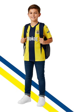 FENERBAHÇE ORJİNAL LİSANSLI UNİSEX SARI LACİVERT ÇUBUKLU ÇOCUK FORMASI OKUL ÇANTASI HEDİYELİ