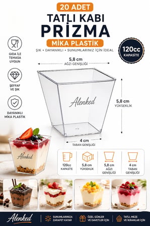 Tatlı Kabı Küçük Boy Prizma Mika Plastik 120cc 50 Adet
