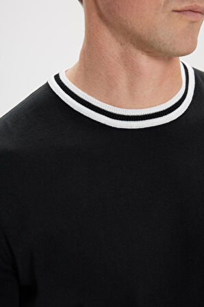 Standart Fit Normal Kesim %100 Pamuk Bisiklet Yaka Triko Tişört