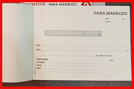Para Makbuzu 14x20 cm boyutunda 2/50 Otokopili 1 Asıl 1 Suret 2 Nüsha 72 Adet