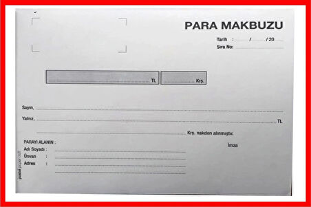 Para Makbuzu 14x20 cm boyutunda 2/50 Otokopili 1 Asıl 1 Suret 2 Nüsha 72 Adet