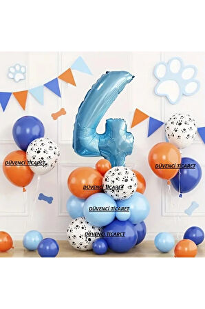 MAVİ RAKAMLI PATİ BALONLU YAŞ BALON SET