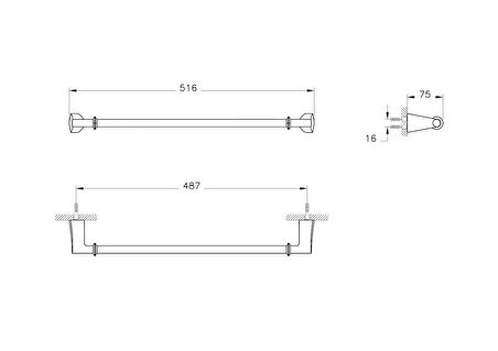 VitrA Base 800 A44083 Uzun Havluluk, Krom