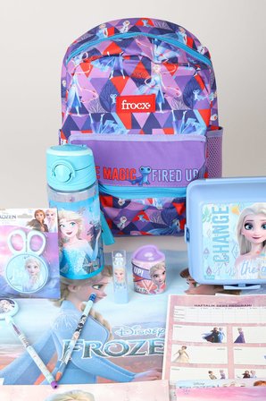 x Dekomus Lisanslı Elsa Frozen Full Kırtasiye Seti Anaokul Çantası,Beslenme Kabı,Matara,Beslenme Örtüsü