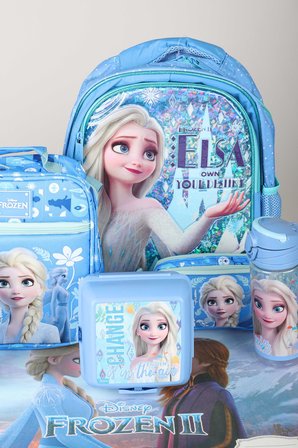 Dekomus Lisanslı Elsa Frozen Snow Crystal Collection Büyük Boy Okul,Beslenme ve Kalem Çantası,Beslenme Kabı,Matara,Beslenme Örtüsü Seti
