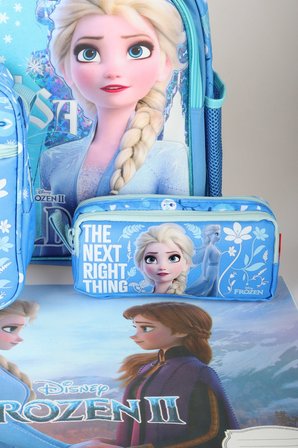Dekomus Lisanslı Elsa Frozen Ice Glow Colleciton Büyük Boy Okul Çantası,Beslenme Çantası,Kalem Çantası ve Beslenme Örtüsü Seti