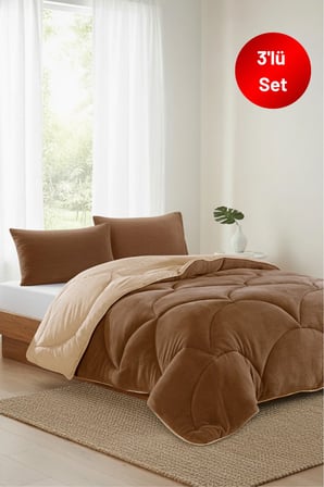 Battal Boy Welsoft Uyku Seti (Yorgan + Fitted Çarşaf + 2 Adet Yastık Kılıfı) 3 Renk Seçeneği