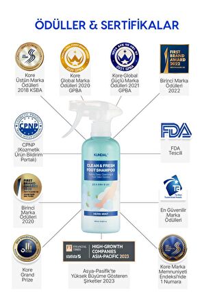 Arındırıcı ve Ferahlatıcı Ayak Bakım Şampuanı KUNDAL Clean & Fresh Foot Shampoo 400ml (Herb Mint)